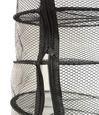 9 Inch 7 Level Micro Hanging Dry Net Indoor/Closet Drying Rack for Herbs, Organizer, Freshner - Black Mash Screen with Top-to-Bottom Zipper - Apartment Size with Zipped Storage Pouch - size: 7 Level Net