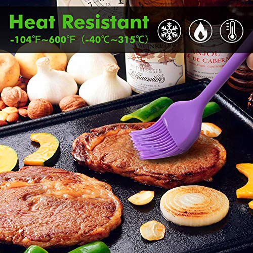 HOTEC 600℉ Heat Resistant BPA Free Silicone Marinading Meat Grill Basting Pastry Brush for Oil Butter Sauce Sausages Desserts Turkey Baster Grill Barbecue, Multicolor - color: Multicolor