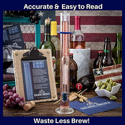 Thermo-Hydrometer ABV Tester Kit Triple Scale for Beer/Wine - Pro Series American-Made Specific Gravity Hydrometer with Thermometer Temperature Correction, N.I.S.T Traceable (KIT) - size: Kit