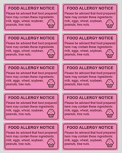 1x2 inch 500PCS Food Allergy Warning Labels Allergies Stickers