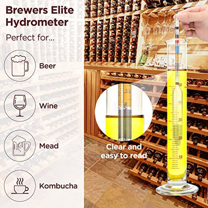 3 Packs Triple Scale Hydrometer with Cleaning Cloth for Wine Beer Mead Kombucha Brewer Elite Hydrometer Alcohol Measuring Tools Brewing Supplies Distilling Equipment for Home Tester