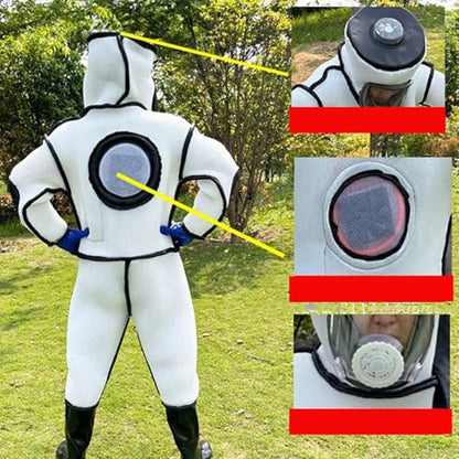 Bee Suit, 3D Cotton Beekeeping Suit, Full Body Protection with Thick Gloves for Men & Women 175-180cm (Shoe 42)