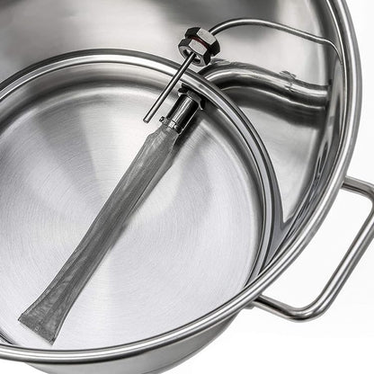 Home Beer Brew Kettle Stainless Steel Brewing Pot with Drilled Bottom Thermometer Bar Beer Home Brewing Supplies 30L (7.93Gal)