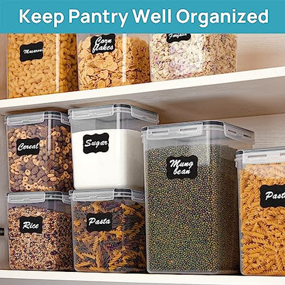 Vtopmart 10 PCS Flour and Sugar Storage Container, Large Airtight Food Canisters with Lids for Kitchen, Pantry Organization, BPA Free, Black