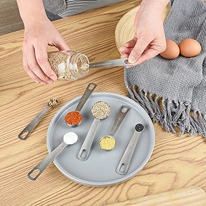 Measuring Cups and Spoons Set, Dry Metal Measuring Cup Set of 11, Stainless Steel Measuring Cups and Spoons, 5 Measure Cups and 5 Kitchen Measurement Spoons & Leveler - size: Set of 11