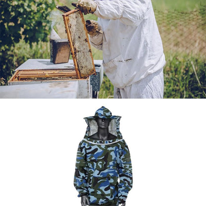 Acouto Beekeeping Jacket Ultra Lightweight Maximum with Detachable Veil Hood for Beginner & Professional Beekeepers – Blue, Polyester Ventilated Beekeeper Jacket for Honey Harvesting (Light Blue) - color: Light Blue