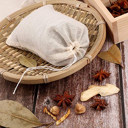 Boao 24 Pcs Spice Cooking Cheesecloth Bags for Straining Reusable Empty Tea Drawstring Soup Muslin Bags(3 x 4 Inch) - size: 3 x 4 Inch