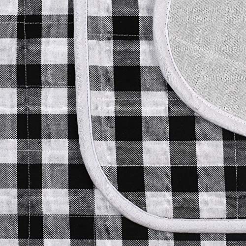 Ramanta Home Buffalo Plaid Check Dish Drying Mat Set of 2 Black - 18x24 Inches, Cotton Top Cover Absorbent Dish-Drying Mats For Sink, Dishwasher | Extra Large Kitchen Countertop Protector Dishes Pad - color: Black-White