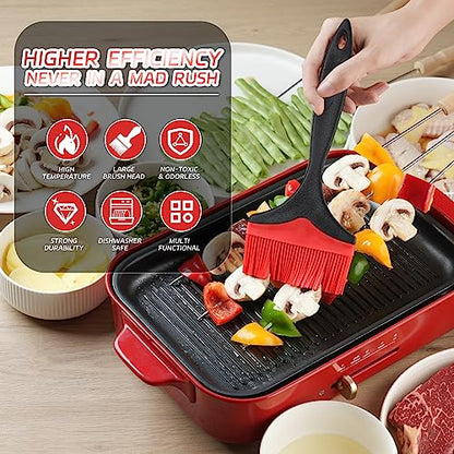 Large Silicone Basting Pastry Brush - Silicone Basting Brush for Grilling,Heat Resistant Brushes Spread Oil Butter Sauce for Cooking Baking BBQ,3.95inch Extra Wide Grill Basting Brush（Red 2） - color: Red 2