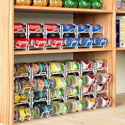 Simple Houseware Stackable Beverage Soda Can Dispenser Organizer Rack, White - 2 Pack - color: White, size: Standard
