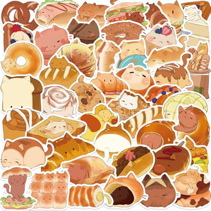 50PCS Kawaii Stickers Animal Food Word Cute Vinyl Sticker Decals Waterproof Aesthetic for Wall Laptop Bike Car Bumper Helmet Water Bottle for Kids Girls Aesthetic Stickers (Colourful-3) - color: Colourful-3