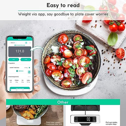Arboleaf Smart Food Kitchen Scale, 22lb Digital Food Scale with Nutritional Calculator, USB Rechargeable, Smart Weighing with App for Macro, Keto, Calorie, Cooking, Grams and Ounces, 0.1oz/0.5g, White - color: White