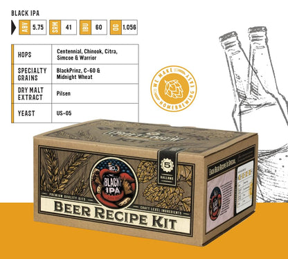 Craft a Brew - Beer Recipe Kit - Black IPA - Home Brewing Ingredient Refill - Beer Making Supplies - India Pale Ale - 5 Gallons - color: Black IPA