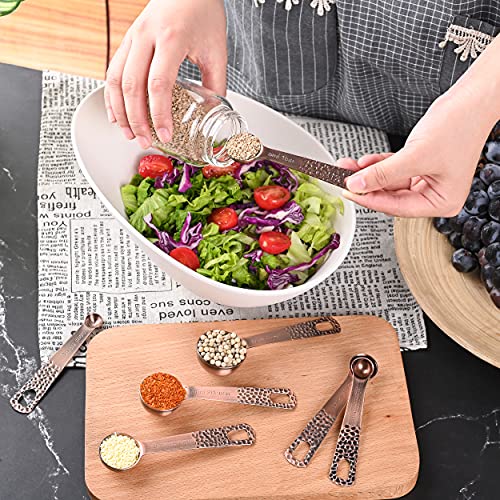 Measuring Spoons Set, Copper Measuring Spoons Set, Stainless Steel Measuring Spoons, Copper Plated Measuring Spoons, 6 Measurer Spoons (Copper-6spoons+1ring) - color: C: Copper-7 Pieces