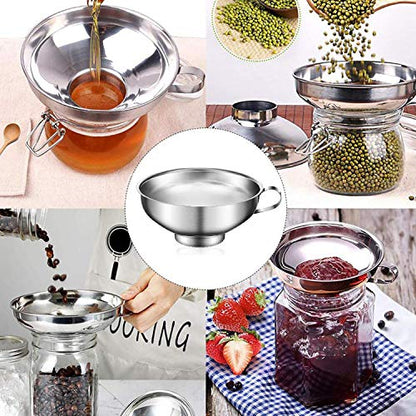 2 Pieces Stainless Steel Canning Jar Lifter Tongs and Canning Funnel with Safe and Secure Grip for Wide Mouth and Regular Jars, Easy to clean and Dishwasher safe - color: Green