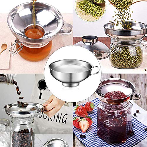 2 Pieces Stainless Steel Canning Jar Lifter Tongs and Canning Funnel with Safe and Secure Grip for Wide Mouth and Regular Jars, Easy to Clean and Dishwasher Safe (Red) - color: Red