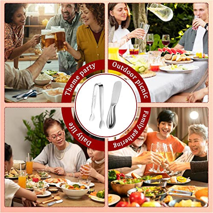 Butter Spreader Knife Set 8 PCS Stainless Steel Cheese Butter Spreader Knives and Mini Serving Tongs for Cheese Cold Butter Jam Appetizers Pastry Charcuterie Accessories Kitchen Utensils - color: Silver08