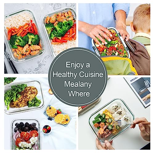 VERONES 10 Pack 22 OZ Glass Meal Prep Containers, Airtight Glass Lunch Containers Set, Glass Food Storage Containers with Lids,Exclusive of BPA, for Microwave, Oven, Freezer & Dishwasher Friendly,Grey - color: Grey