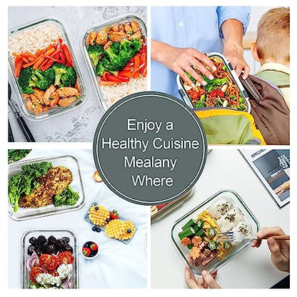 VERONES 10 Pack 22 OZ Glass Meal Prep Containers, Airtight Glass Lunch Containers Set, Glass Food Storage Containers with Lids,Exclusive of BPA, for Microwave, Oven, Freezer & Dishwasher Friendly,Grey - color: Grey