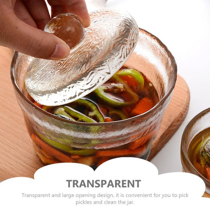 PRETYZOOM Small Glass Pickle Jar with Glass Weight - 650ml/21oz Tsukemono Maker with Heavy Duty Weight, Japanese One-Night Pickling Bowl Vegetable Fermentation for Sauerkraut, Kimchi