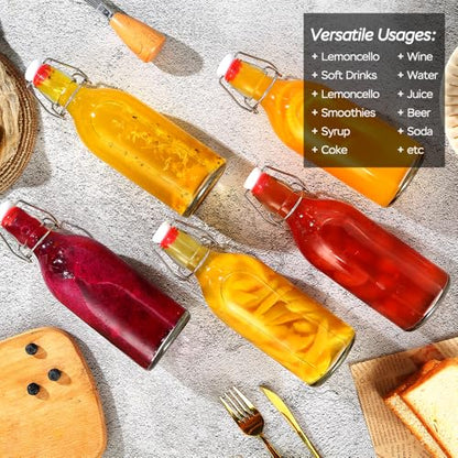 4 Pack Swing Top Glass Bottles 32 oz,Flip Top Glass Bottles 32 oz with Airtight Lids for Home Brewing,Kombucha,Kefir,Vanilla Extract,Beer,Oil,Vinegar,Homemade Juices,Soda,Beverages,2nd Fermentation