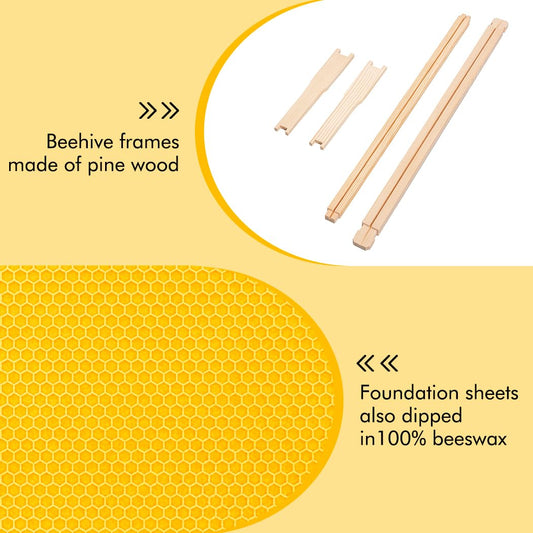 Honey Lake 8 Frame Assembled Bee Hive Super Box, Langstroth Beehive Starter Kit for Beekeepers, Medium Super Bee Box Dipped in 100% Beeswax Includes Beehive Frames and Waxed Foundations