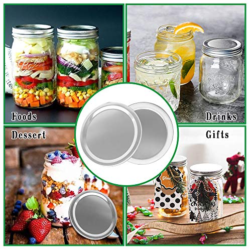 Reusable Canning Lids 18/8 Premium Stainless Steel Mason Jar Lids 86MM Wide Mouth Mason Jars Split-Type Lids with Leak Proof Silicone Seals Anti-Rust Dishwasher Safe12Pack (12, 86MM, Wide Mouth) - size: 86MM, Wide Mouth