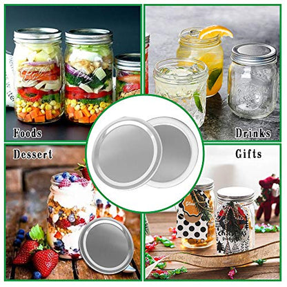 Reusable Canning Lids 18/8 Premium Stainless Steel Mason Jar Lids 86MM Wide Mouth Mason Jars Split-Type Lids with Leak Proof Silicone Seals Anti-Rust Dishwasher Safe12Pack (12, 86MM, Wide Mouth) - size: 86MM, Wide Mouth