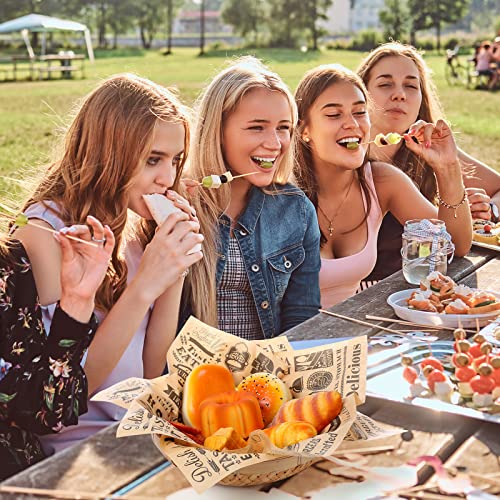 Ireer 400 Pcs Deli Wax Paper Sheets 15 x 15 Inch Large Newsprint Sandwich Paper Wraps Greaseproof Food Basket Liners Newspaper Wrapping for Spring Summer Picnic Burger Bread BBQ Party (Brown Black) - color: Brown Black
