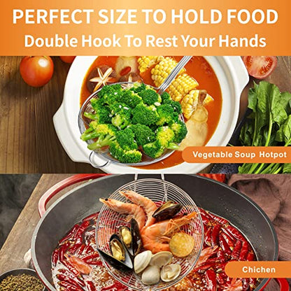 Yimi 16.5 Inch Spider Strainer Cooking Skimmer for Cooking and Frying | Double Hook Long Handle Spiral Wire Spoon Ladle with Reinforced Double Coil for Cooking, Ideal for Gift - size: X Large Spider Strainer for Frying