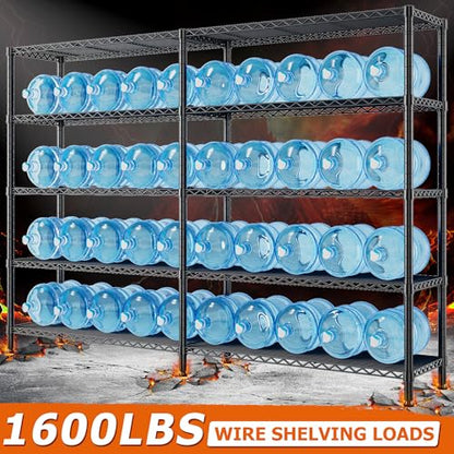 REIBII 1600LBS Heavy Duty Storage Shelves 5-Tier Extra-Wide Metal Shelving 69.8" W x 72.4" H Capacity Garage Shelving Unit Adjustable Wire Shelving for Kitchen Garage Pantry Basement - style: Black-15.8"Dx69.8"Wx72.4"H-5 Tier