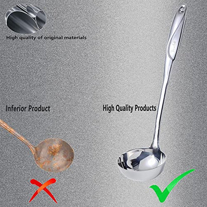 High Grade Soup Ladle, Cooking Ladle for Soup, Heat-proof Design of Hollow Handle, Gift for Family（4ouce/13.5 Inch) - size: A.SOUP LADLE