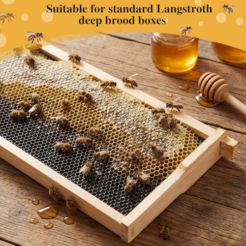 Yuntau 40 Pack Deep Beehive Frames and Foundations Beeswax Coated Food Grade Sheets Cedar Wood Unassembled Frames for Langstroth Deep Brood Boxes Easy to Assemble(Black,19 x 17.6 x 6.3 Inches) - color: Black, size: 19 x 17.6 x 6.3 Inches