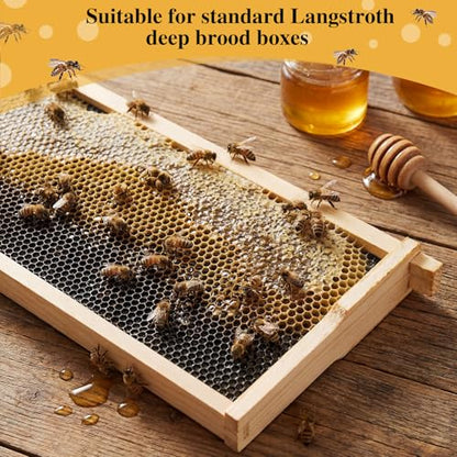 Yuntau 40 Pack Deep Beehive Frames and Foundations Beeswax Coated Food Grade Sheets Cedar Wood Unassembled Frames for Langstroth Deep Brood Boxes Easy to Assemble(Black,19 x 17.6 x 6.3 Inches) - color: Black, size: 19 x 17.6 x 6.3 Inches