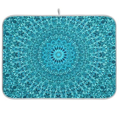 Super Absorbent Dish Drying Mat Microfiber Fast-Drying Dish Mat 16" x 18" Kitchen Dish Drying Pad Mandala Turquoise Teal Blue Green - color: Mandala Turquoise Teal Blue Green, size: 16" x 18"