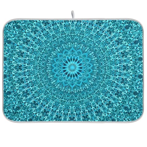Super Absorbent Dish Drying Mat, Microfiber Fast-Drying Dish Mat, 24" x 18", Kitchen Dish Drying Pad, Mandala Turquoise Teal Blue Green - color: Mandala Turquoise Teal Blue Green, size: 18" x 24"