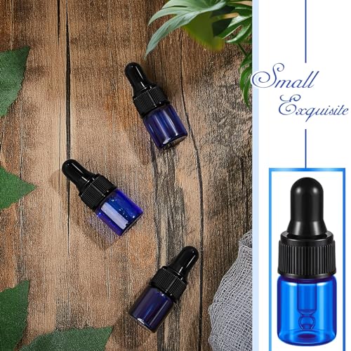 Didaey 100 Pcs 1/2/3/5/10/15 ml Mini Glass Oil Dropper Bottle Bulk, Clear Essential Small Empty Bottles Sample Containers Perfume Liquid Vials with Cap for Traveling (2 ml,Blue) - color: Blue, size: 2 ml