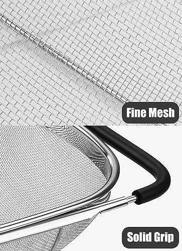 Fine Mesh Colander Over The Sink 6 Quart Stainless Steel Strainer Basket | Expandable Rubber Grip Handles - Strain, Drain, Rinse Fruits, Vegetables