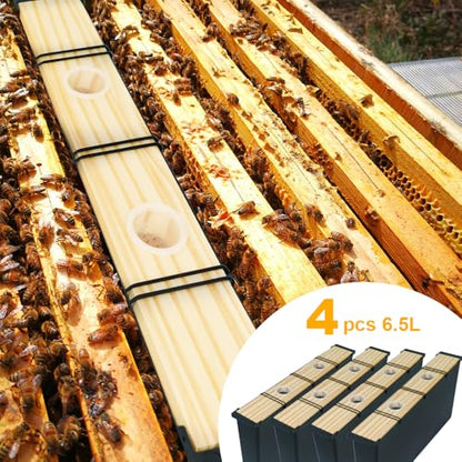 4 Pack 6.5L Bee Feeder, Bee Hive Feeder, Beehive Frame Feeder, Deep Frame Water Feeder for Beekeeping Feeding Equipment Bee Tools Beehive Supplies - size: 4PCS 6.5L