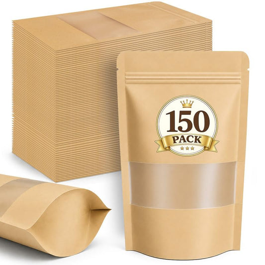 JETMORE 150 Pack Snack Bags, Smell Proof Bag, Cookie Bags, Packaging Bags with Window, Resealable Bags for Spice, Coffee, Candy, Herbs, Nuts, Dog Treats, Wax Melt Packaging (Yellow, 3.5x5.5in) - color: Yellow, size: 150 Pack 3.5x5.5in (9x14cm)