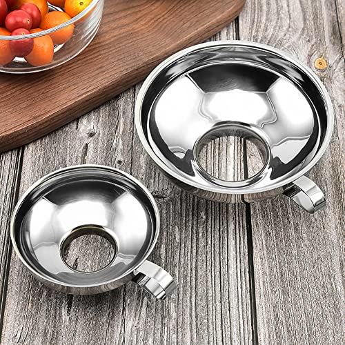 Stainless Steel Canning Funnel Wide Mouth Metal Funnels Large Kitchen Funnel Liquid Powder Transfer Funnel with Handle for Mason Jars Small