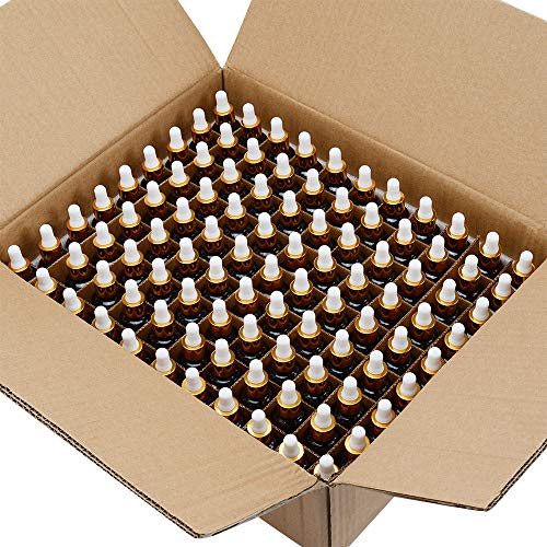 PrettyCare Glass Eye Dropper Bottles 99 Pack, 1oz (30ml) Amber Empty Thick Bottles Bulk with Leakproof Golden Caps - With Labels & Funnels for for Storage, Travel,Essential Oils, DIY Serums - color: 1oz Amber, style: 99 Pack