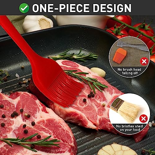 Begonia Silicone Basting Pastry Brush-2pcs Heat Resistant Cooking Brush for Oil, Sauce, Butter, BBQ, Grill and Marinade, BPA Free, Dishwasher Safe （Red） - color: Red