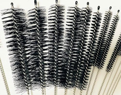 16 Pieces Bottle Brush Set, Nylon Bottle Brush with Flexible Stainless Steel Handle, Small and Long Handle Brush for Washing Narrow Neck Bottle, Straw, Pipes, Cup, Tube, Sink (Black) - color: Black