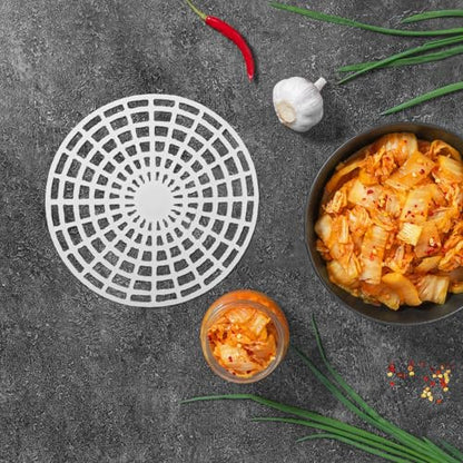 Generic 5pcs Vegetable Press Mesh Plate: Pickling Press Tool - 7" Plastic Presser for Canning Pickled Pepper Kimchi Homemade Sauerkraut – Jar Accessories