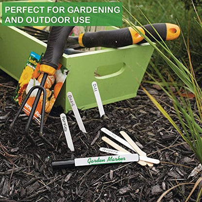 Garden Markers for Outdoor Use, 0.8 mm Medium Point, Black - Fade Resistant Ink, Waterproof, Xylene Free, No Smudging, Dries Quick, Alcohol Based Garden Marker Pen, Use On Almost Any Surface, 2 Count