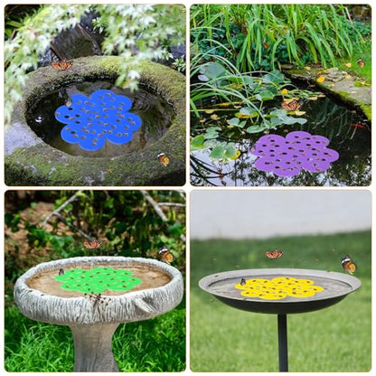 4 Pack Floating Bee Island 6.3 Inch Floating Bee Watering Station Use for Bee Cups for Garden Bee Insect Waterer and Butterfly Water Stations for Outdoor Garden Décor Thirsty Pollinators