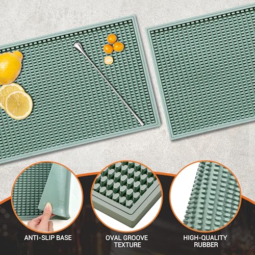 ZJWZLG Bar Mat 18"X12"(2 Pcs) Non-Slip Rubber Bar Mat, Spill Proof & Design,Easy to Clean Textured Surface forHome Bar,Coffee Station, Bartending - Protects Countertops & Glassware(Green). - color: Green-2pcs, size: 18" x 12"