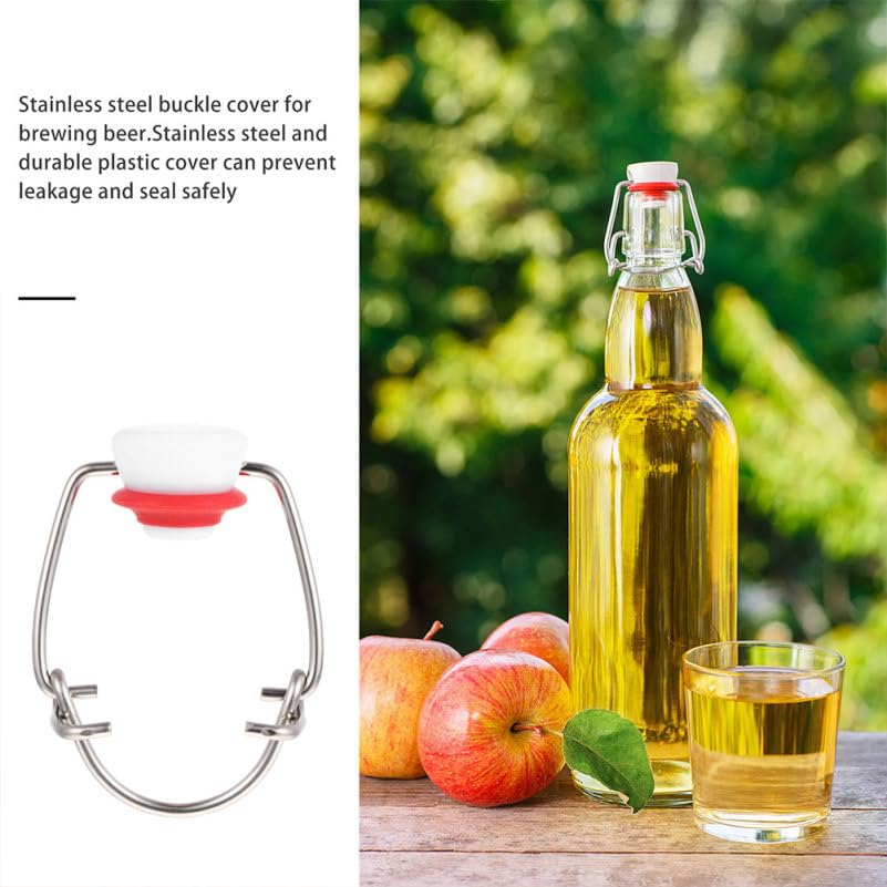 6Pcs Swing Top Bottle Caps for Glass Beer Bottles Airtight Flip Stoppers Reusable Wire Swing Caps for Home Brewing and Beverage Sealing