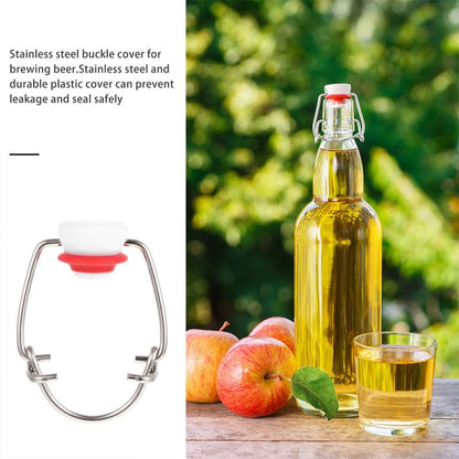 6Pcs Swing Top Bottle Caps for Glass Beer Bottles Airtight Flip Stoppers Reusable Wire Swing Caps for Home Brewing and Beverage Sealing